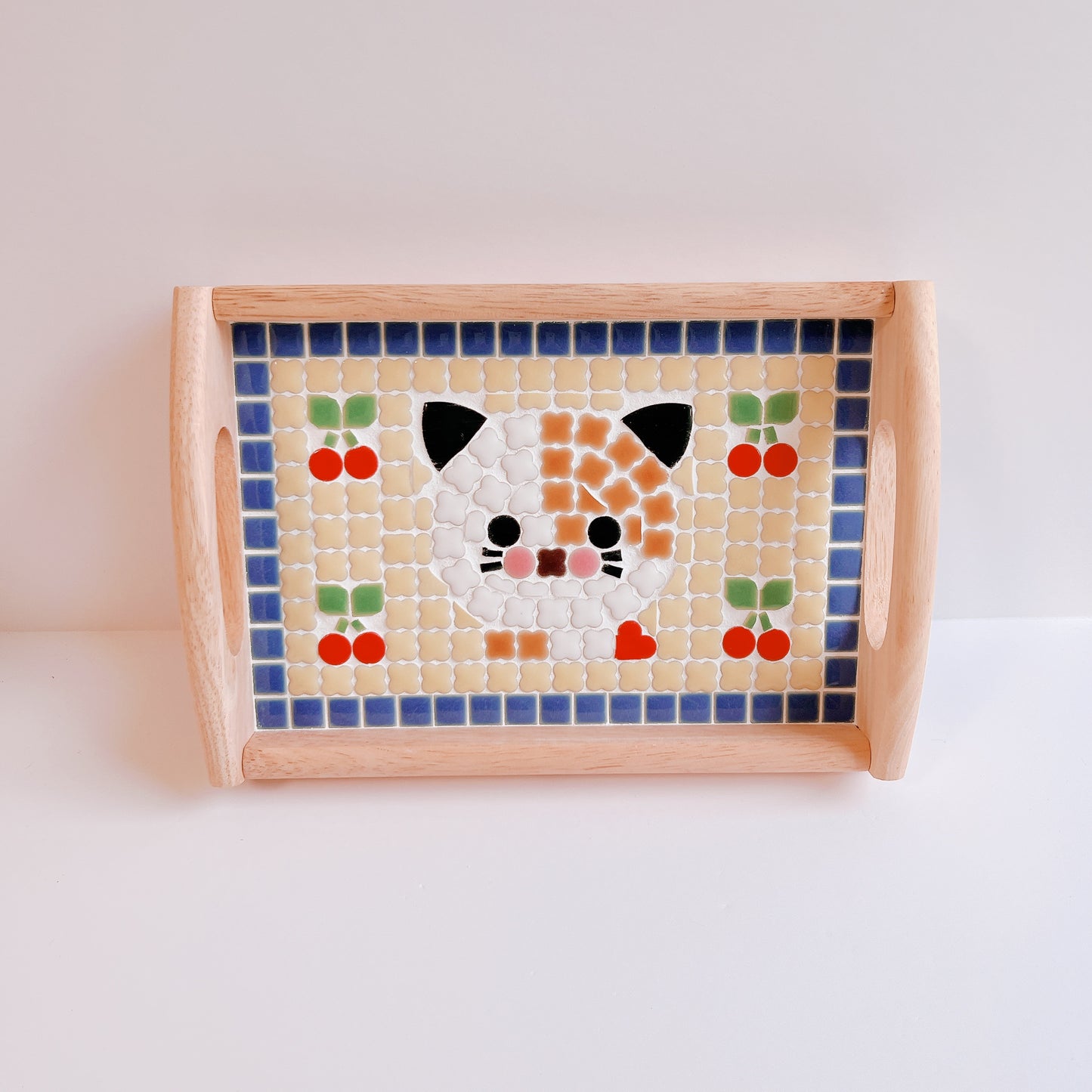 カフェトレイ/猫とさくらんぼ
