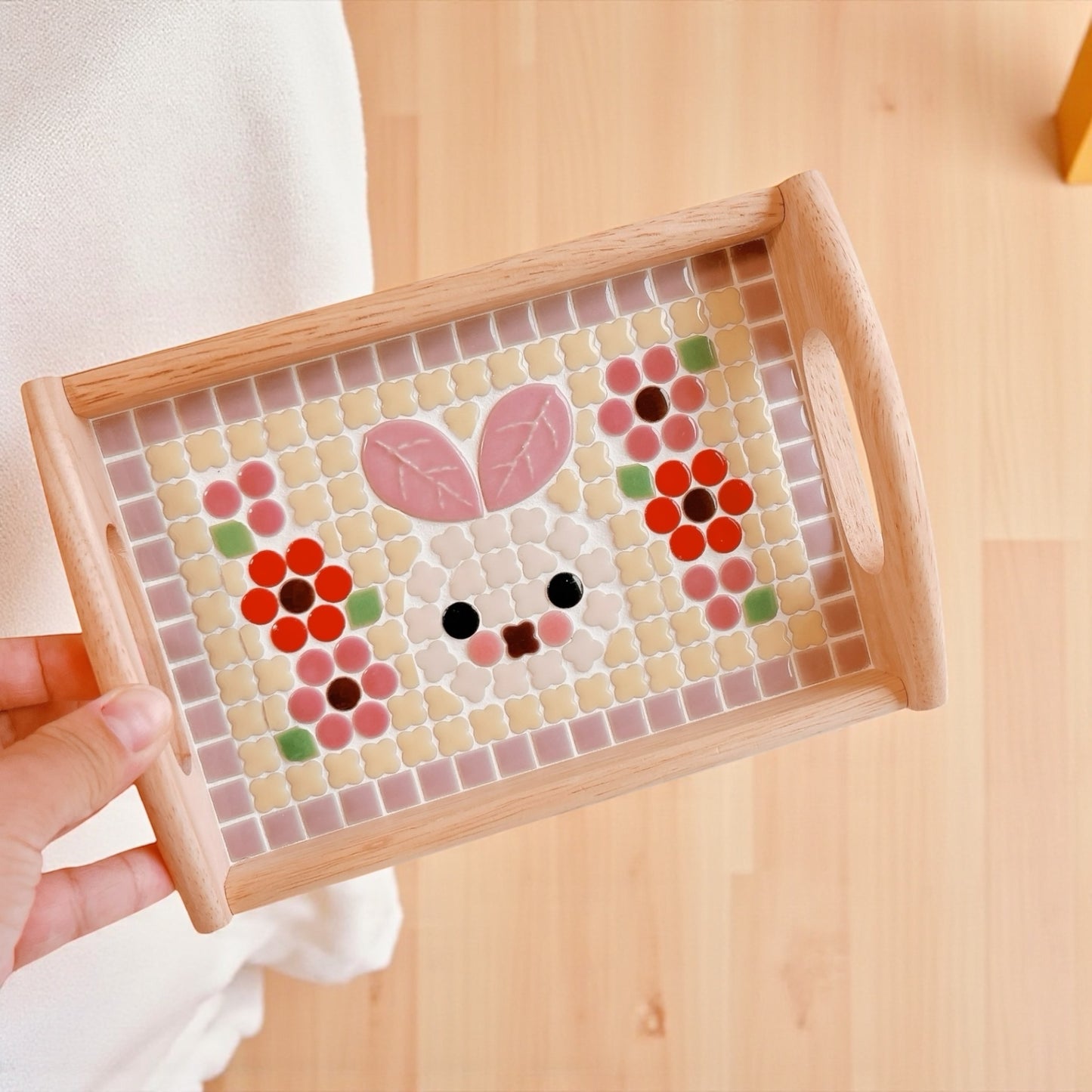 カフェトレイ/うさぎとお花