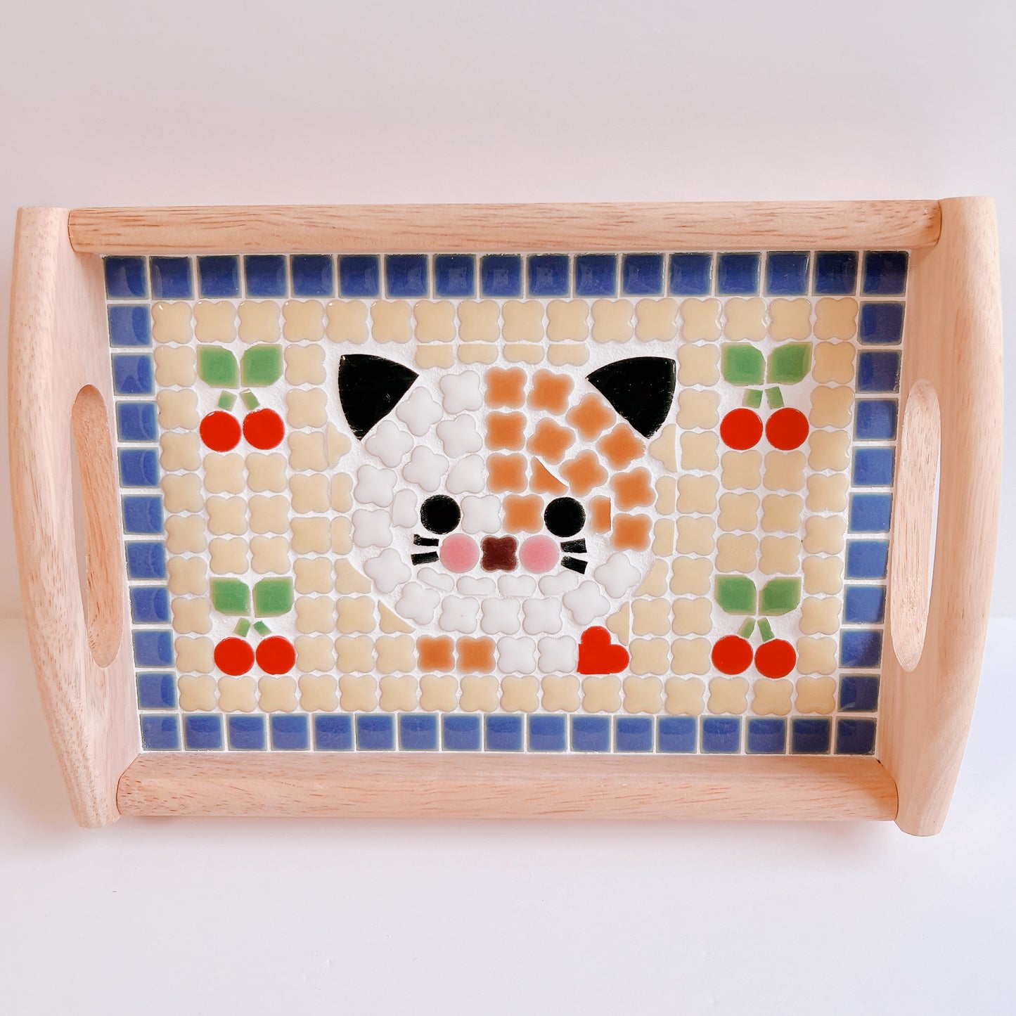 カフェトレイ/猫とさくらんぼ