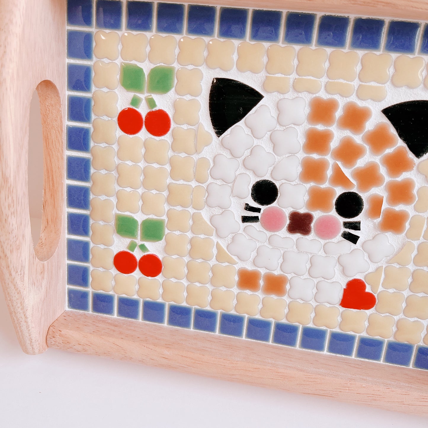 カフェトレイ/猫とさくらんぼ