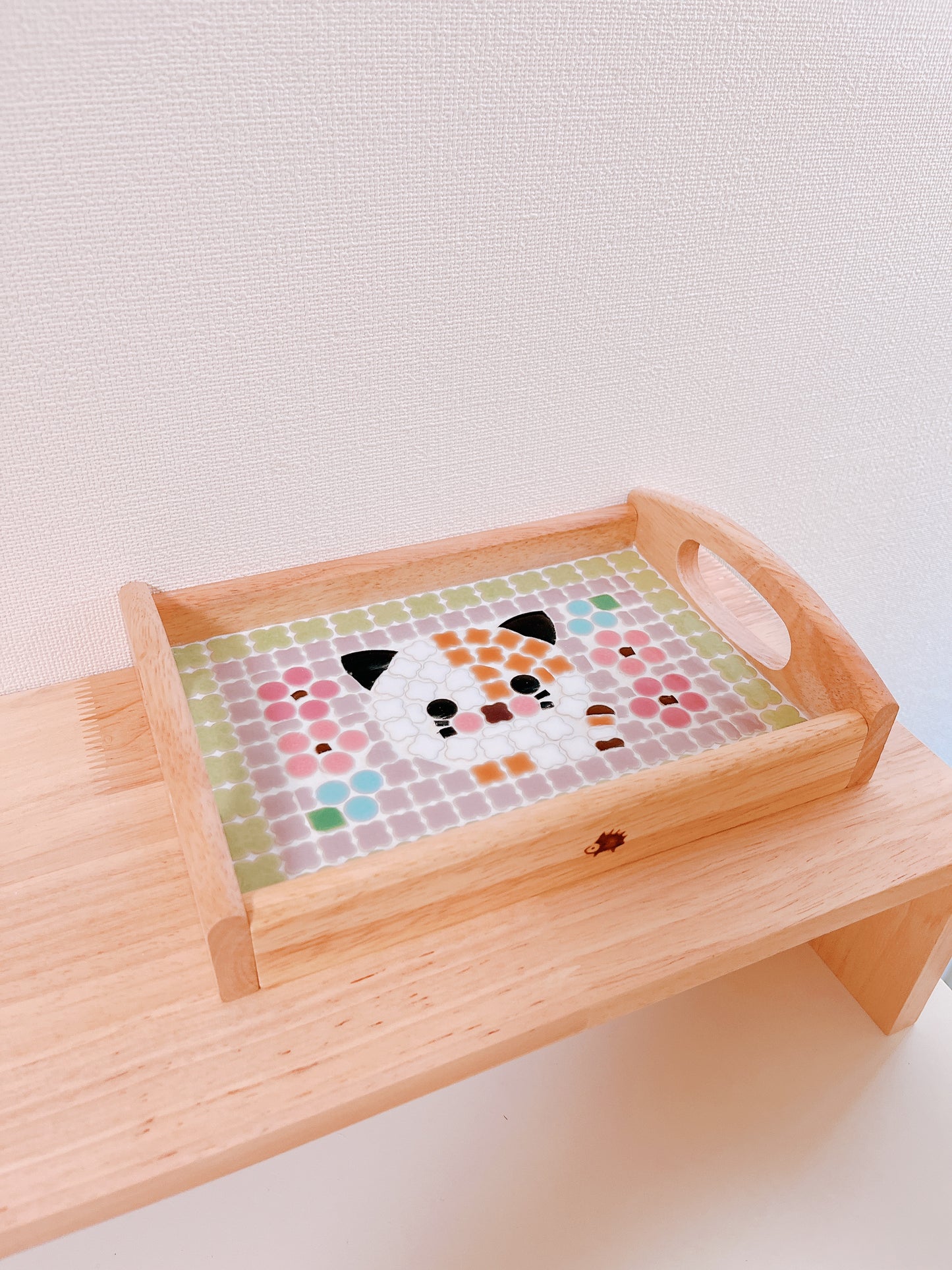 カフェトレイ/猫と花
