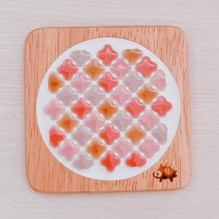 正方形コースター/モザイクピンク茶