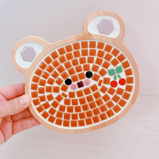 くま鍋敷き 茶 さくらんぼ