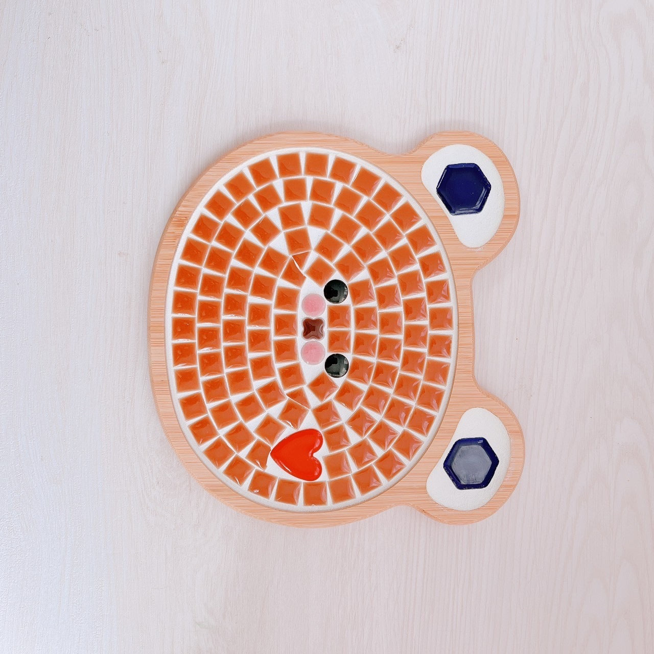 くま鍋敷き 茶 ハート