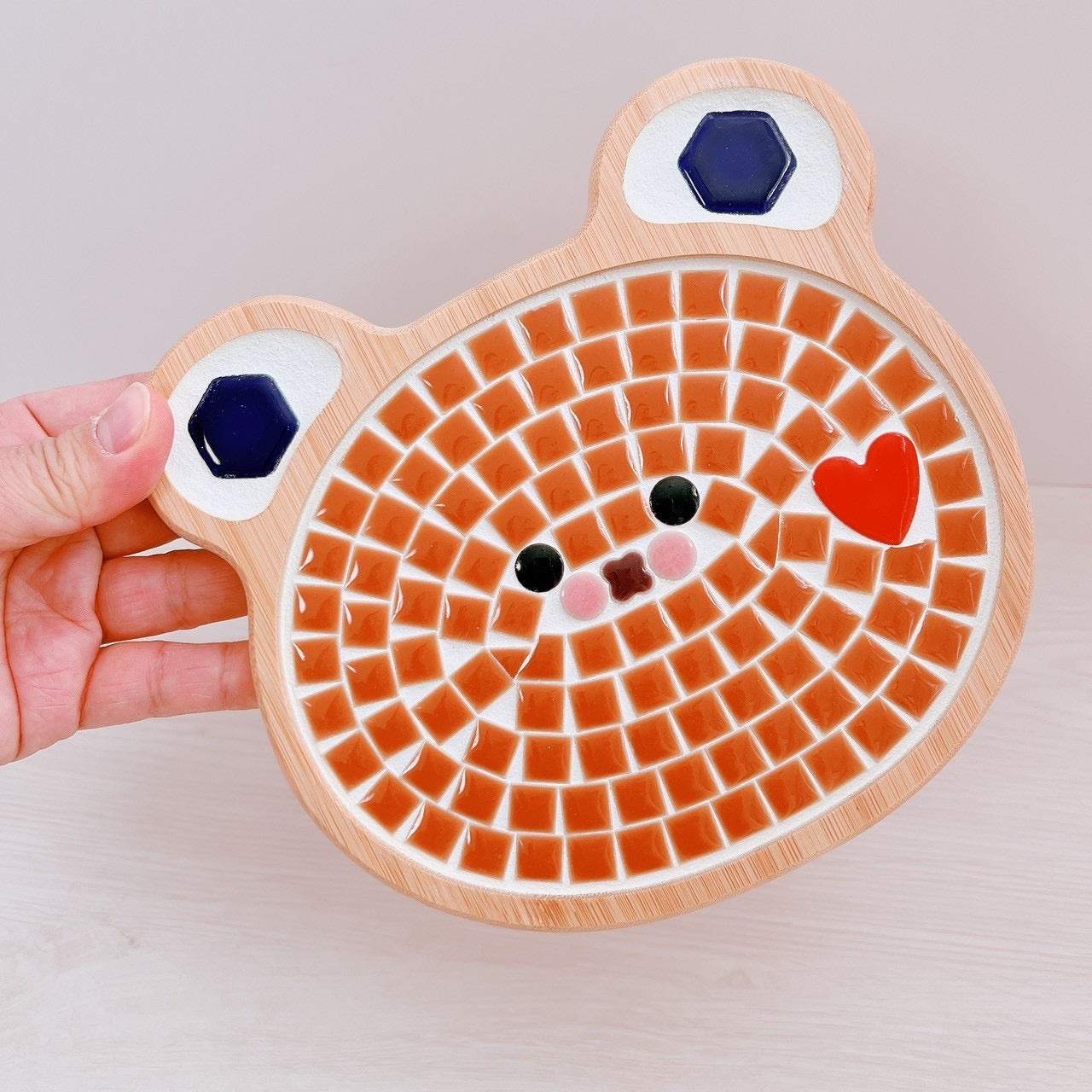 くま鍋敷き 茶 ハート