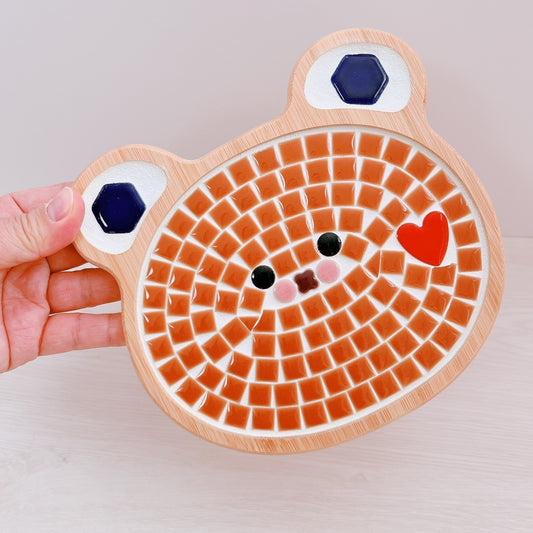 くま鍋敷き 茶 ハート