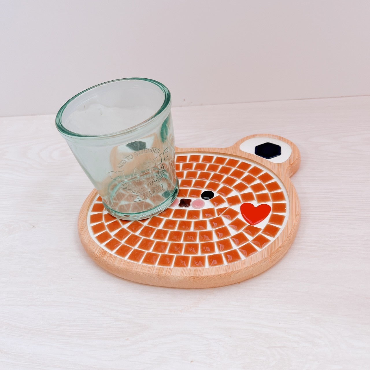 くま鍋敷き 茶 ハート