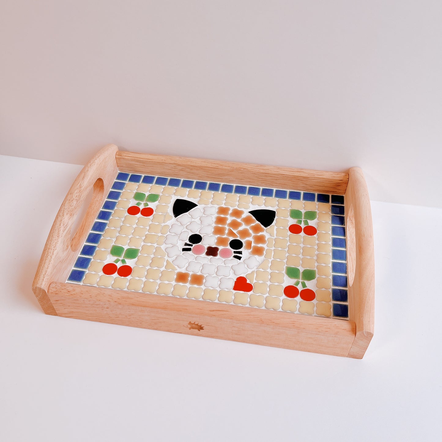 カフェトレイ/猫とさくらんぼ