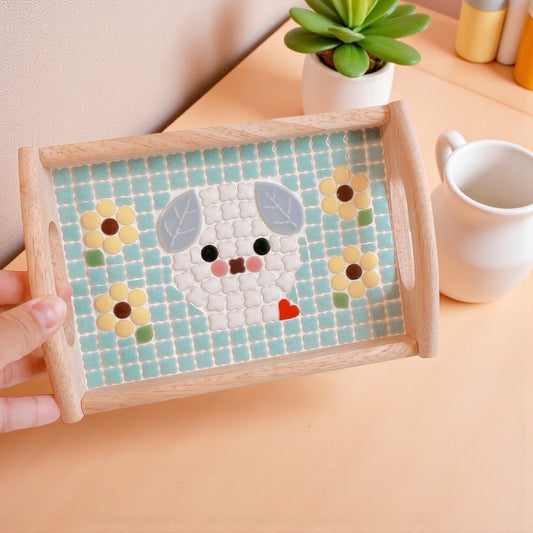 カフェトレイ/わんちゃんとお花