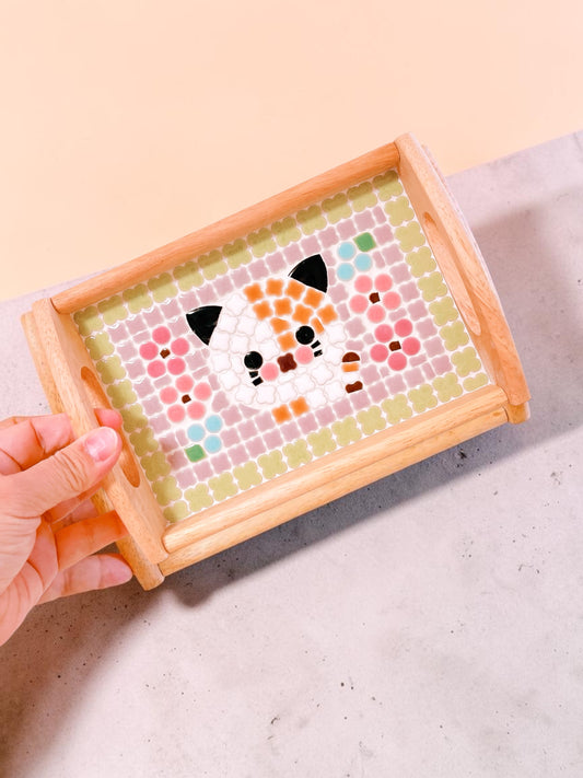 カフェトレイ/猫と花