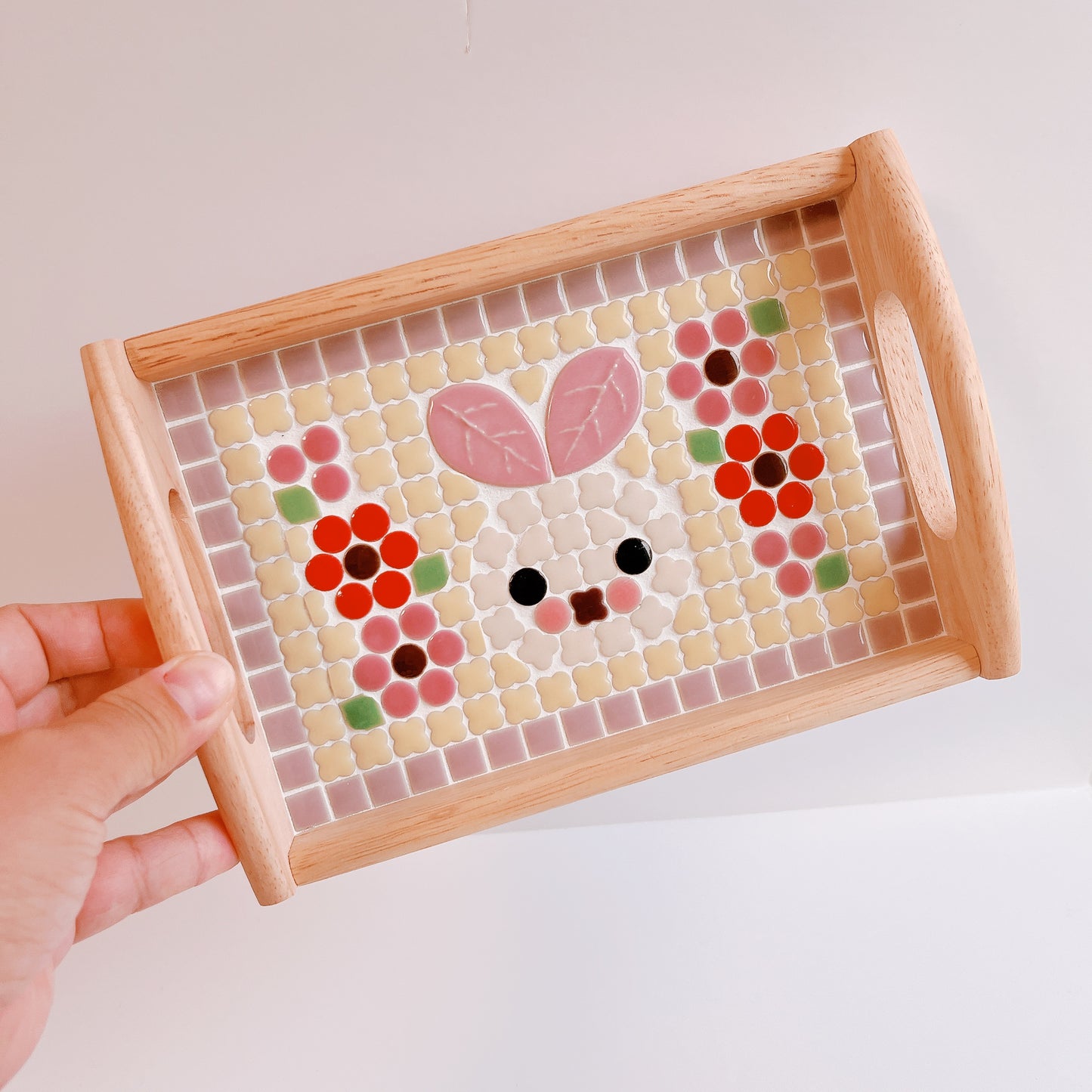 カフェトレイ/うさぎとお花