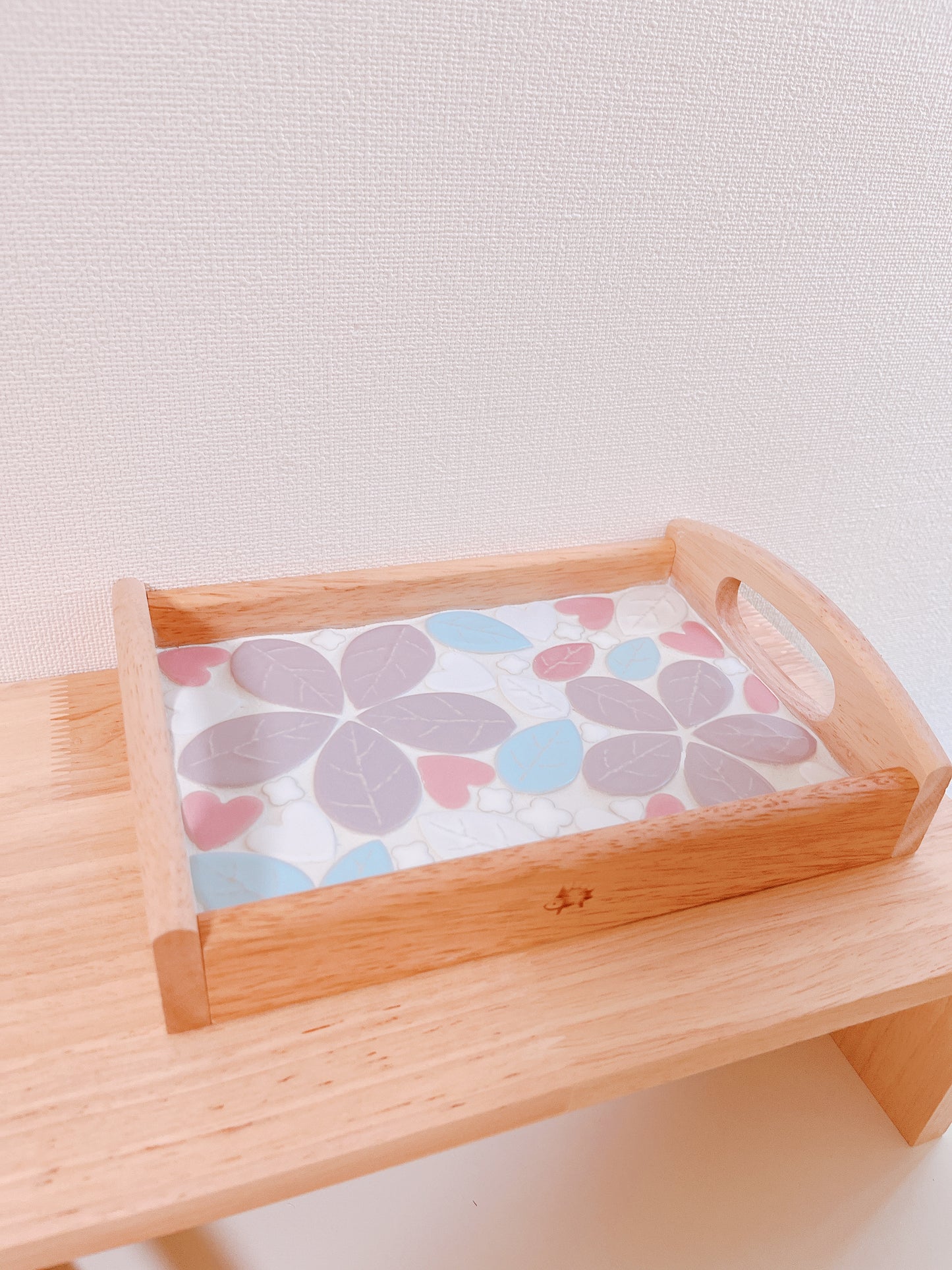 カフェトレイ/紫　花