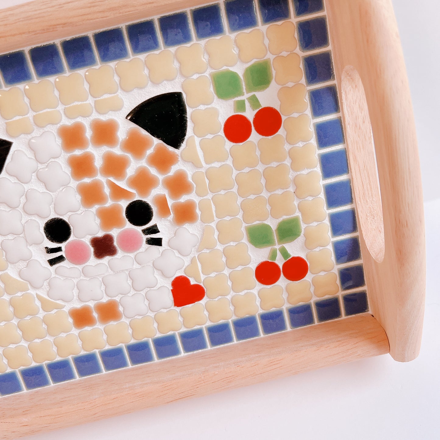 カフェトレイ/猫とさくらんぼ