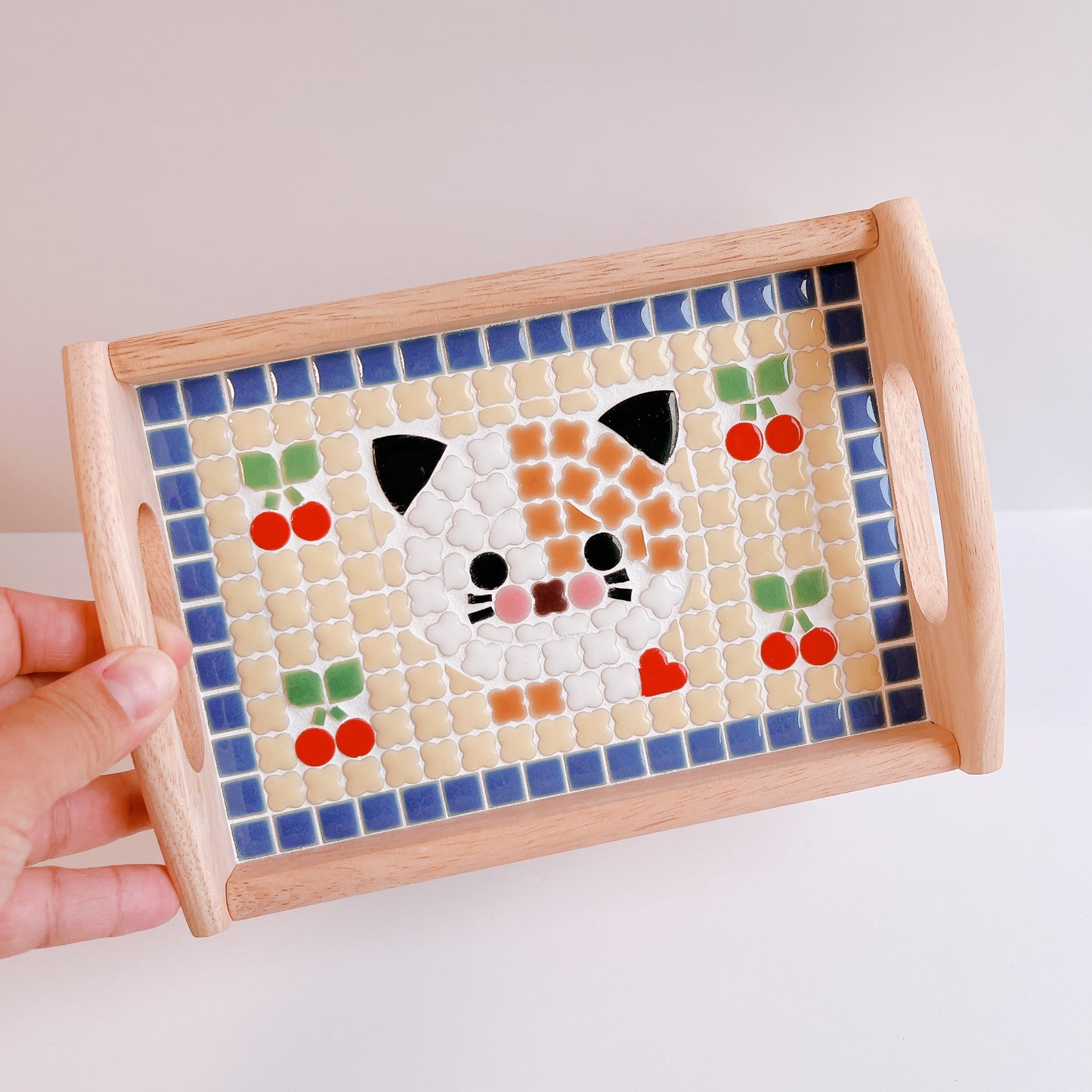 カフェトレイ/猫とさくらんぼ